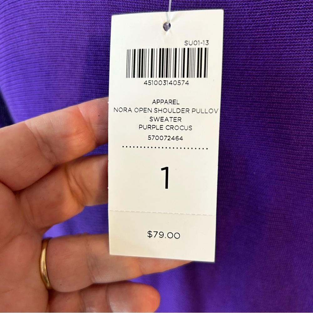 Women‎ Chico’s size 1 Purple Women's Top cold shoulder, short sleeve lightweight - Picture 5 of 8
